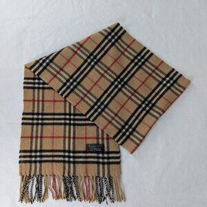 Burberrys Unisex Lambswool Scarf Beige – Classic Check – Used – Soft Warm Luxury